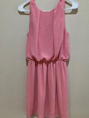 H&M Dress Pink Sleeveless Fit & Flare Lined Keyhole Back Summer Size 4